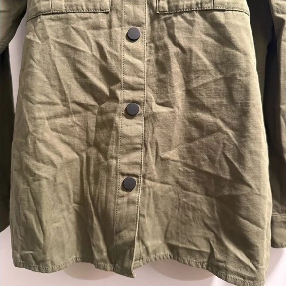 Malibu Bum Army Green Shacket Small Button-Up Utility Layering Top - Picture 5 of 16